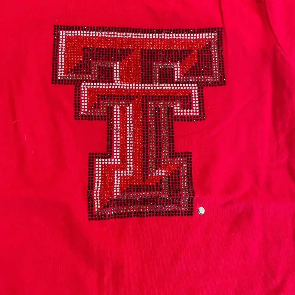 Texas Tech Raiders Collegiate football red tee rhinestone youth girls size 6 New